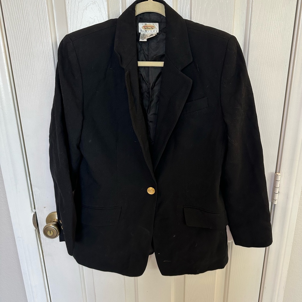 Vintage Talbots Wool Blazer Size 6 Black Classic Preppy 90 Y2K Business Career